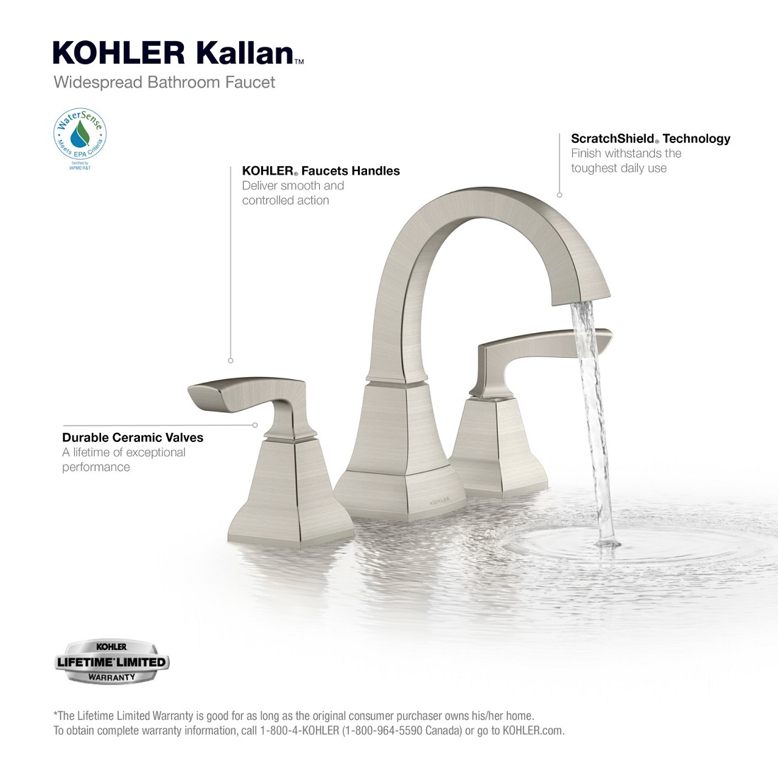 KOHLER Kallan 8 in. Widespread 2Handle Bathroom Faucet in Vibrant Brushed NickelKR240564DBN